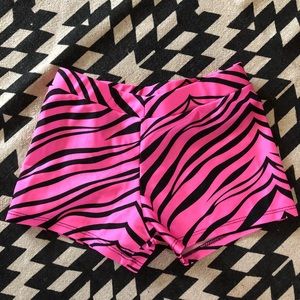 Girls pink zebra striped dance shorts